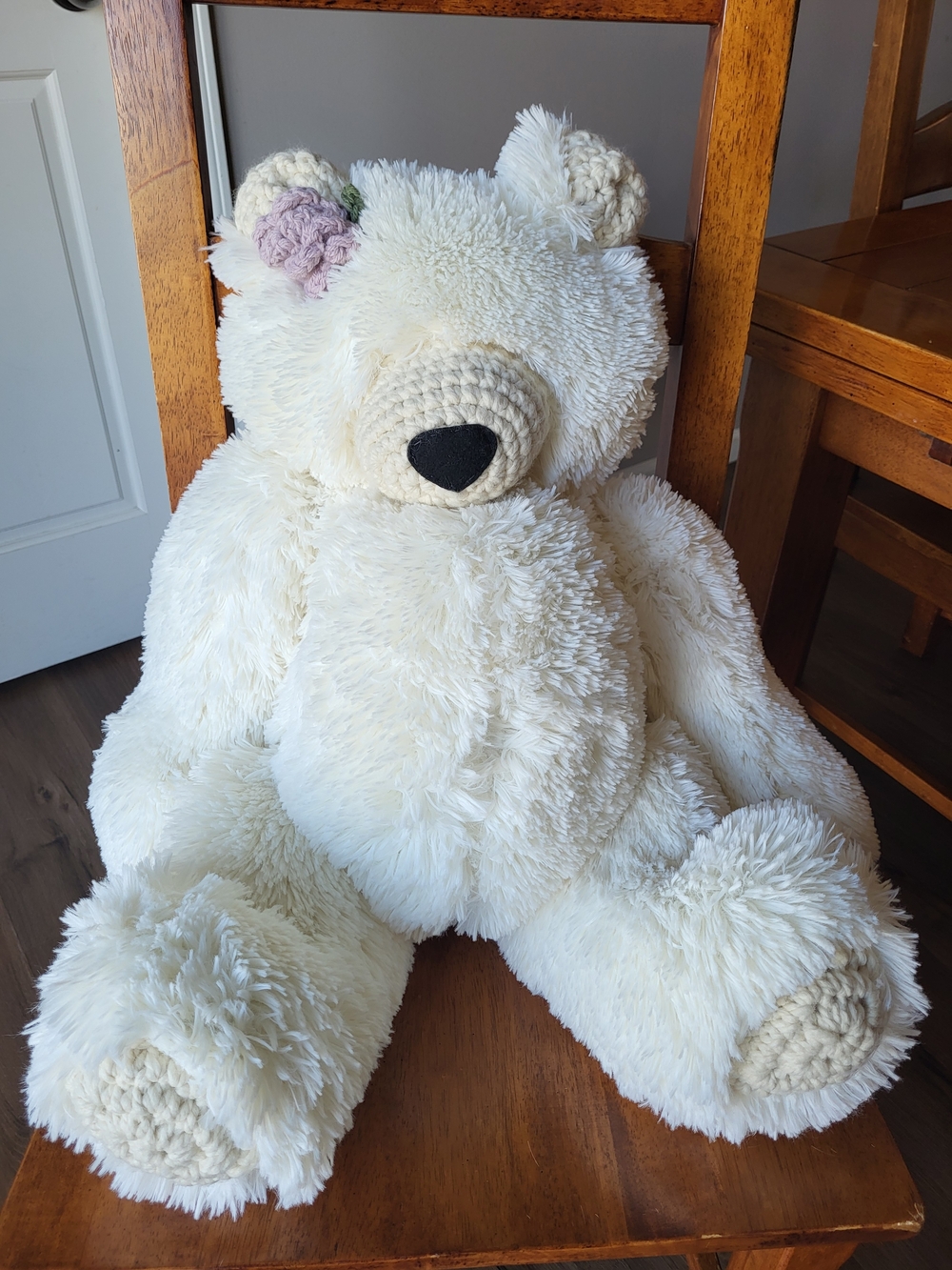 Cozy Cream Plush Teddy Bear Accent Pillow with Floral Ear Detail Claraloo